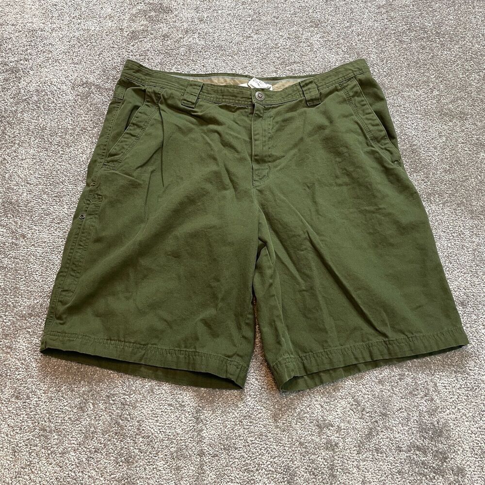 Columbia Chino Shorts Mens 38 Green Cotton Outdoor hiking Adult 11" Inseam Snap